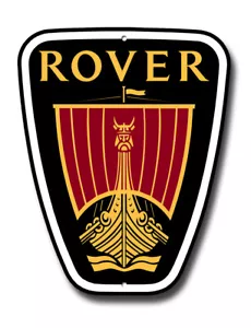 SIGNO DE METAL CORTADO CON LOGOTIPO DE MÁQUINA DE COCHE ROVER. TALLA 14"" X 12"". LETRERO DE GARAJE. - Imagen 1 de 1