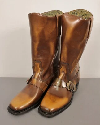 Men's VTG NOS 60s Shiny Leather Brown Buckle Boots Sz 6.5 D 1960s Texas - Image 1 of 4