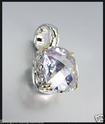 NUEVO Colgante Cuadrado Cristal Filigrana Balinesa Lavanda Estilo Diseñador Plata Oro Foto 1 de 4