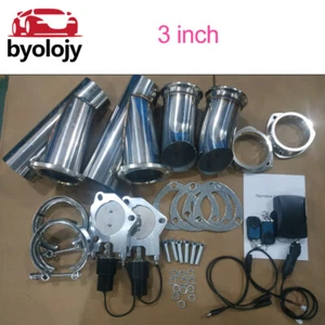 3" inch Dual Electric Exhaust Control Valve Y Pipe Motor Kit W/Remote Switch - Picture 1 of 14