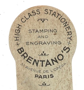 BRENTANO'S BOOKSTORE Paris France - c. 1920-1935 Die-Cut Bookmark - Memindex - Picture 1 of 4