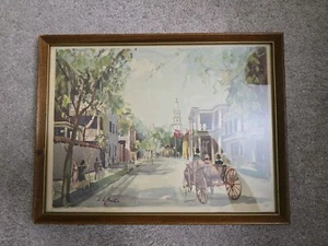 C.C. Beall 1956 Lithograph Print Charleston South Car Original Wood Radio Frame - Picture 1 of 6