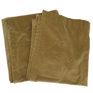 Pottery Barn Set of 2 Tan Gold Velvet Curtains 47inx104in Cotton Drapery Unlined - Picture 1 of 8