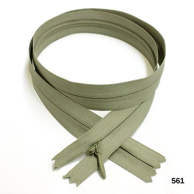 12 pcs Quality BKC Invisible Zipper, Top Open Bottom Closed 24" Olive Green #561 - Image 1 of 4
