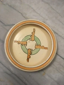 Antique Roseville Pottery Juvenile Bunny Rolled Plate 1916 Easter Creamware - Picture 1 of 2