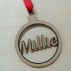 Personalised Wooden Bauble Hanging Bunting Name Tag MDF Christmas Decor