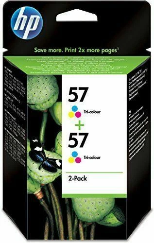 PACK OF 2 X GENUINE ORIGINAL HP 57 17ML C6657AE PRINTER INK CARTRIDGES 2 YR GTEE