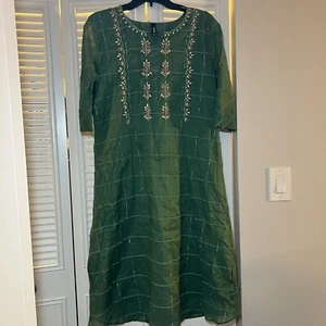 Túnica Top Estampada Muselina Bordada Lentejuelas Verde India Taruni XXL - Imagen 1 de 10