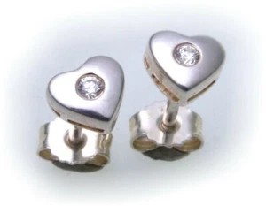 Ohrringe Stecker Herz Zirkonia echt Silber 925 Ohrstecker Sterlingsilber Unisex - Picture 1 of 2