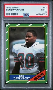 1986 TOPPS #47 RON DAVENPORT PSA 9 MINT ROOKIE RC POP 56 ONLY 18 HIGHER DOLPHINS - Picture 1 of 2