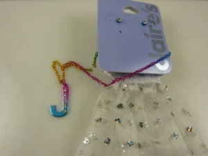 necklace earring set Initial J rainbow organza bag gift idea - Picture 1 of 4