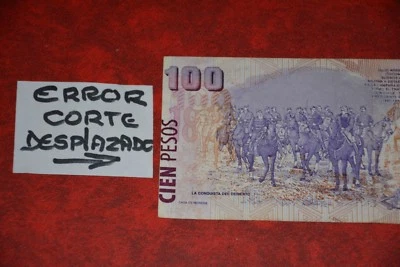  ARGENTINA BANKNOTES - *ERROR* USADOS CORTE DESPLAZADO REVERSO - Image 1 of 4
