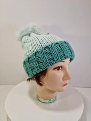 Gorra gorro verde para mujer Apt. 9 pompones gruesos tejidos con cable para adultos, B7i Foto 1 de 4