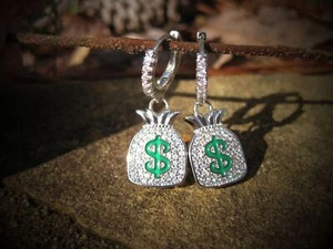 Metaphysical "More Money" Wealth Dollar Sign Earrings - Picture 1 of 4