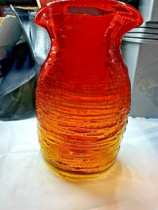 Vintage MCM Blenko Hand Blown 1960's Tangerine/Anberina Water Bottle/Pitcher. - Picture 1 of 10