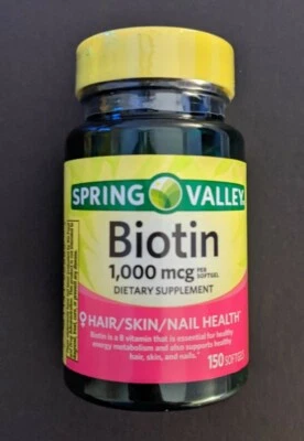 Spring Valley Biotin 1000mcg 150-CT Nail Skin Hair Health SAME-DAY SHIP - Image 1 of 4