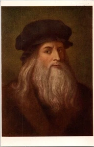 Vintage Postcard Self Portrait Of Leonardo Da Vinci Uffizi Gallery Italy - Picture 1 of 1