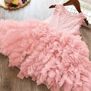 Lace Girls Princess Dress Fluffy Cake Smash Dresses Party Costume Birthday - Picture 1 of 24