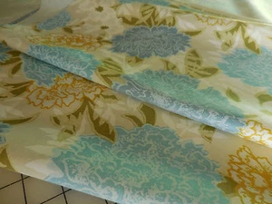 6Y Vintage House N Home Drapery Curtain Fabric 56W  Blue Gold Green Floral  - Picture 1 of 12