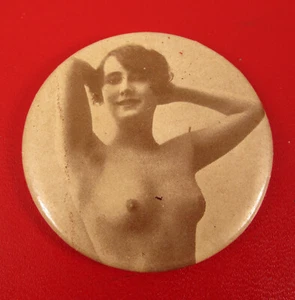 ANTIQUE WOMENS COMPACT MIRROR CELLULOID ART DECO FLAPPER GIRL MODEL RISQUE !!! - Picture 1 of 2