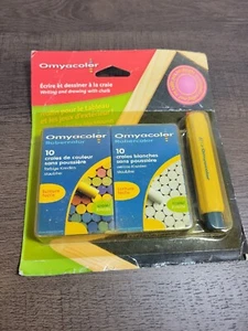 OMYACOLOR Chalk 2 BOXES 10 Pieces Each. Colored and White Dustless From France - Picture 1 of 7