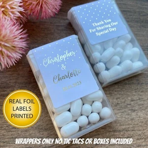 Personalised Wedding Favours Polka Dot Gold or Silver Tic Tac Wrappers Only - Picture 1 of 2