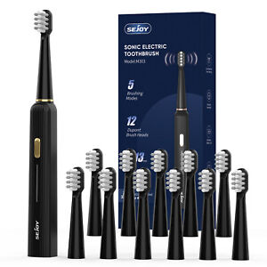 Sonic Electric Toothbrush Rechargeable With 12 Brush Heads Powerful Toothbrush 