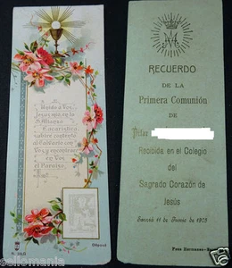 ALTE ERSTKOMMUNION GEDENKEN HEILIGE KARTE JAHR 1905 HERZ JESU CC1234 - Bild 1 von 3