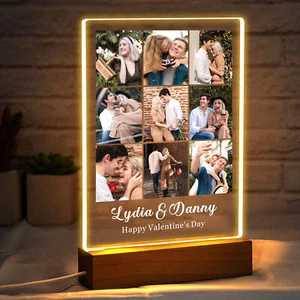 Personalised Acrylic Photo Plaque LED Night Light Anniversary Birthday Wedding - Picture 1 of 9
