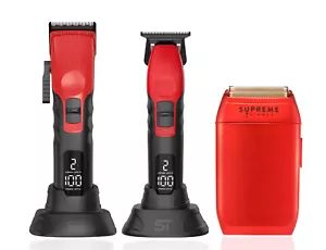 Supreme Trimmer 3-in-1 2Gang Haarschneidemaschine, Barttrimmer & Crunch Rasierer | Rot - Bild 1 von 8