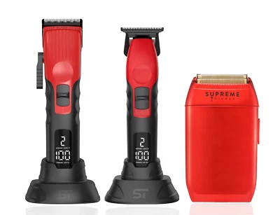 Cortapelos Supreme Trimmer 3 en 1 2 velocidades, recortadora de barba y afeitadora crujiente | Rojo Foto 1 de 4