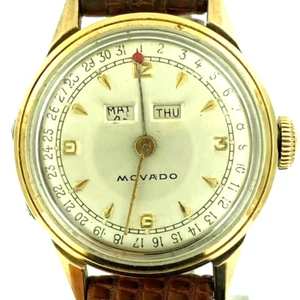 Movado Calendograf Triple Calendar Watch in Steel & Gold Vintage Circa 1940 - Picture 1 of 12