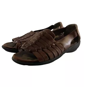 Earth Sandals Brown Cherub Leather Woven Open Toe Women’s 7.5 - Picture 1 of 6
