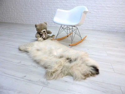 ALFOMBRA DE PIEL DE OVEJA GRANDE REAL HERDWICK CUBIERTA DE SILLA DE PIEL MARRÓN CREMA 160/1 Foto 1 de 4