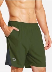 Pantalones Cortos de Correr Baleaf Para Hombre 7" con Forro en Verde Ejército; Talla XL Nuevos con Etiquetas - Imagen 1 de 10