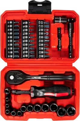 48 Piece 1/4 Inch Mini Socket Ratchet Wrench Set, Metric Shallow Socket (4-14mm) - Image 1 of 4