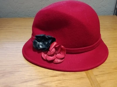 Sombrero de vestir de lana Lana Laine vintage para mujer LADY RACHEL Italia, rojo, O/S Foto 1 de 4