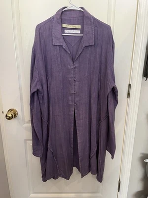 Cynthia Ashby 100% Linen Purple Vintage Longer Artsy Jacket Size 2 L XL - Image 1 of 4