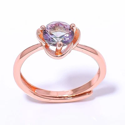 Mystic Topaz Silver Plated Jewelry Rose Gold Plated Ring s.Adjst C382-2_3 - Image 1 of 4