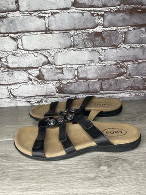 Sandalias TAOS Prize de cuero negras informales cómodas con correas deslizables para mujer 11M EE. UU./42EU Foto 1 de 4