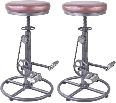 Swivel PU Seat Height Adjustable Extral Tall Bicycle Stool with Bikepedal - Image 1 of 4