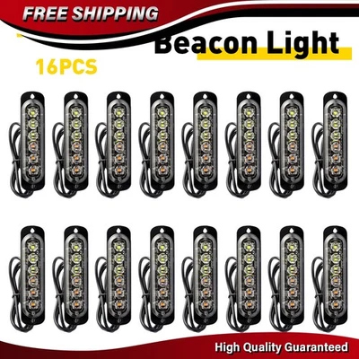16x Ámbar/Blanco 6LED Lateral Camión Faro de Emergencia Advertencia Peligro Flash Luz Estroboscópica Foto 1 de 4