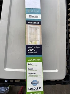 Lumino 1” Cordless Vinyl Mini Blind – 31x64 in – Alabaster – New - Picture 1 of 4