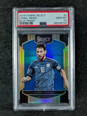 2016-17 Panini Select LIONEL MESSI 293/299 Blue Prizm SP Argentina PSA 10 POP 48 - Image 1 of 3