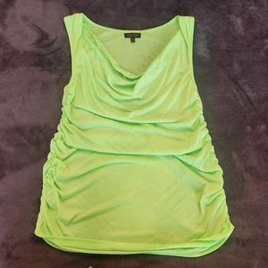 Glo Women's Drape Neck Tank Top Lime Green Size L - Picture 1 of 5