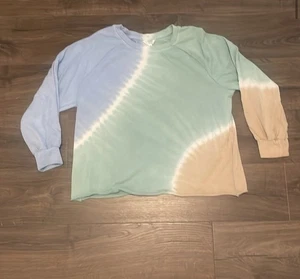 Time and Tru Langarm-Sweatshirt pastellgrün blau & hellbraun Rundhalsausschnitt, Größe XL - Bild 1 von 6