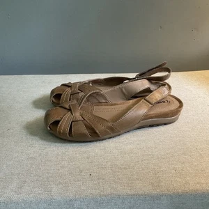 Baretraps Womens Rory Brown Leather Sandals Sz 6.5 Closed Toe Slingback Low Heel - Picture 1 of 14