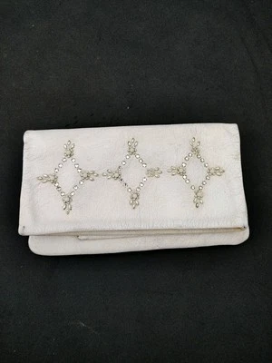 Vintage White foldable clutch purse Handbag Kressline Grab Bag 1950s wedding - Image 1 of 4