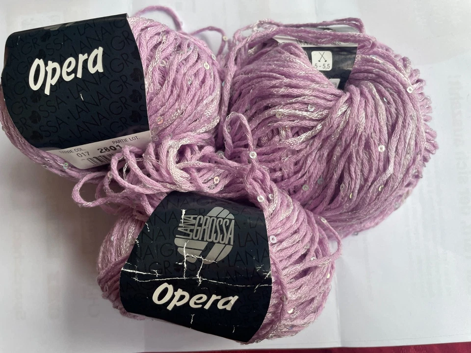1 x 50g Lana Grossa Opera effektvolles Kontrastgarn m Pailletten lila 100m - Bild 1 von 1