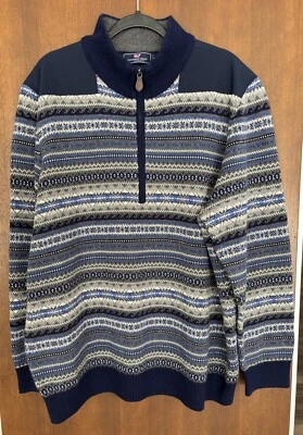 Vineyard Vines Wool Mens 2X Blue Shep Fair Isle Pullover Sweater - Image 1 of 4